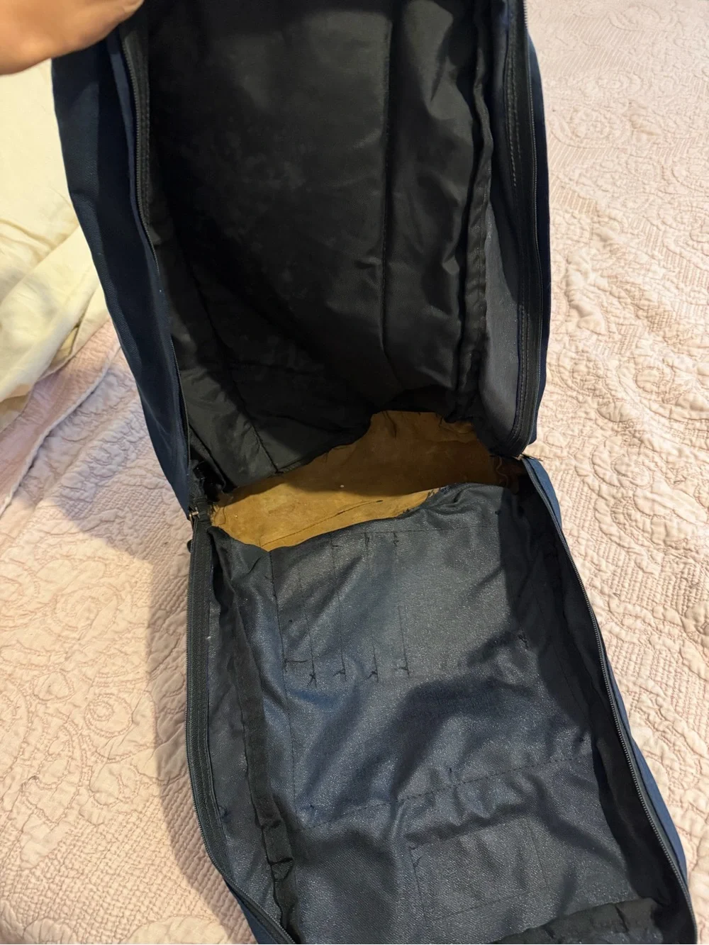 JanSport Dark Blue Backpack with Brown Suede Base